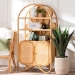 bali & pari Noreen Peacock Fan Natural Rattan Cabinet - Handcrafted Rattan Pole Hutch with Woven Doors and Shelves, Boho Coastal Accent Shelving and Display Unit - Noreen-Light Honey Rattan-Shelf