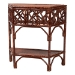 bali & pari Gaspar Marbled Tortoise Natural Rattan Console Table - Handcrafted Accent Table with Chippendale Design, Coastal Tropical Style for Entryway, Hallway, or Living Room
