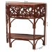 bali & pari Gaspar Marbled Tortoise Natural Rattan Console Table - Handcrafted Accent Table with Chippendale Design, Coastal Tropical Style for Entryway, Hallway, or Living Room - Gaspar-Tortoise/Rattan-Half Moon-Console Table