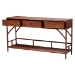 bali & pari Brier Marbled Tortoise Natural Rattan Console Table - Handcrafted Accent Table with 3-Drawers and Lower Shelf, Coastal Boho Style for Entryway, Hallway, or Living Room - Brier-Tortoise/Rattan-Console Table