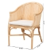 bali & pari Hollis Natural Rattan Barrel Chair with Cushion - Handcrafted Accent Armchair with Laminated Rattan Pole Back, Coastal Boho Seating for Living Room or Bedroom - Hollis-Natural/Rattan-DC