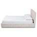 Baxton Studio Granger Velvet Upholstered Platform Bed with Channel Tufted Headboard, Modern Low Profile Bed Frame, Alabaster White, Queen - BBT61347-Alabaster White Velvet/White Washed Oak-Queen