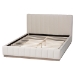 Baxton Studio Granger Velvet Upholstered Platform Bed with Channel Tufted Headboard, Modern Low Profile Bed Frame, Alabaster White, Queen - BBT61347-Alabaster White Velvet/White Washed Oak-Queen