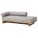 Baxton Studio Bertille Left-Arm Chaise Lounge with Solid Wood Base - Minimalist Sofa Daybed with Grey Fabric Cushion and Bolster Pillow for Living Room or Bedroom Decor