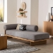 Baxton Studio Bertille Left-Arm Chaise Lounge with Solid Wood Base - Minimalist Sofa Daybed with Grey Fabric Cushion and Bolster Pillow for Living Room or Bedroom Decor - BBT8086-RB08-30 Grey/Oak-Chaise