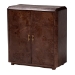 bali & pari Valora Real Burl Wood Storage Cabinet in Dark Walnut Brown - Modern Accent Cupboard with Double Doors and Brass Handles, Elegant Sideboard for Living Room, Entryway or Dining Area