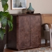 bali & pari Valora Real Burl Wood Storage Cabinet in Dark Walnut Brown - Modern Accent Cupboard with Double Doors and Brass Handles, Elegant Sideboard for Living Room, Entryway or Dining Area - SVN-1308B-Dark Walnut-Nebu-2DR-Cabinet