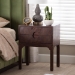 bali & pari Kayla Real Burl Wood Nightstand in Dark Walnut Brown - Modern Bedside Table with Two Drawers and Cutout Handle Design - SVN-1152-Dark Walnut Op1-Kayla-NS