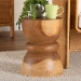 bali & pari Bancroft Solid Suar Wood Side Table - Handcrafted Sculptural End Table with Hourglass Design, Modern Boho Style for Living Room or Bedroom - Suar S/T 002-Natural-Side Table