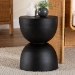 bali & pari Nomiki Solid Suar Wood Side Table - Hand-Carved Sculptural End Table with Hourglass Design, Modern Boho Style for Living Room or Bedroom - Suar S/T 003-Black-Side Table