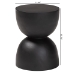 bali & pari Nomiki Solid Suar Wood Side Table - Hand-Carved Sculptural End Table with Hourglass Design, Modern Boho Style for Living Room or Bedroom - Suar S/T 003-Black-Side Table