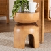 bali & pari Abrina Solid Suar Wood Side Table - Hand-Carved Sculptural End Table with Arched Base, Modern Boho Style for Living Room or Bedroom - Suar S/T 004-Natural-Side Table