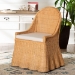 bali & pari Maya Natural Rattan Accent Chair - Hand Woven Wicker Dining Chair with Scalloped Skirt and Cushion, Coastal Boho Style Seating for Dining or Living Room, Light Honey - Maya-Light Honey Rattan-Cushion-CC