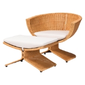 bali & pari Reya Natural Rattan 2-Piece Living Room Set - Handwoven Wicker Accent Seating with Pedestal Base for Modern Boho, Coastal, or Tropical Living Room Spaces Baxton Studio restaurant furniture, hotel furniture, commercial furniture, wholesale living room furniture, wholesale chair and ottoman, classic chair and ottoman