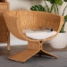 bali & pari Reya Natural Rattan Lounge Chair - Handwoven Wicker Accent Seating with Pedestal Base for Modern Boho, Coastal, or Tropical Living Room Spaces - Palm Tulip-Light Honey/Rattan-Cushioned-AC