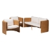 bali & pari Carina Natural Rattan 3-Piece Living Room Set - Lounge Sofa and Armchairs with Handwoven U-Shaped Design for Boho, Coastal, or Tropical Interiors - Palm-Light Honey/Rattan-Cushioned-3PC Set