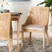 bali & pari Beata Natural Rattan Dining Chair - Handcrafted Wingback Accent Chair with Woven Detailing and Removable Cushion, Coastal Boho Seating for Kitchen or Dining Room - Beata-Light Honey/Wooden-Cushioned-DC