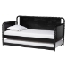 Baxton Studio Lucera Bobbin Daybed with Rolling Trundle - Wooden Bed Frame with Turned Spindle Detailing, Classic Style Sofa Bed for Bedroom or Guest Room, Twin, Black - MG0110-4-Black-Daybed/T