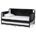 Baxton Studio Lucera Bobbin Daybed with Rolling Trundle - Wooden Bed Frame with Turned Spindle Detailing, Classic Style Sofa Bed for Bedroom or Guest Room, Twin, Black - MG0110-4-Black-Daybed/T