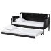 Baxton Studio Lucera Bobbin Daybed with Rolling Trundle - Wooden Bed Frame with Turned Spindle Detailing, Classic Style Sofa Bed for Bedroom or Guest Room, Twin, Black - MG0110-4-Black-Daybed/T