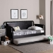 Baxton Studio Lucera Bobbin Daybed with Rolling Trundle - Wooden Bed Frame with Turned Spindle Detailing, Classic Style Sofa Bed for Bedroom or Guest Room, Twin, Black - MG0110-4-Black-Daybed/T