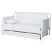 Baxton Studio Lucera Bobbin Daybed with Rolling Trundle - Wooden Bed Frame with Turned Spindle Detailing, Classic Style Sofa Bed for Bedroom or Guest Room, Twin, White - MG0110-4-White-Daybed/T