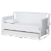 Baxton Studio Lucera Bobbin Daybed with Rolling Trundle - Wooden Bed Frame with Turned Spindle Detailing, Classic Style Sofa Bed for Bedroom or Guest Room, Twin, White - MG0110-4-White-Daybed/T