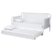 Baxton Studio Lucera Bobbin Daybed with Rolling Trundle - Wooden Bed Frame with Turned Spindle Detailing, Classic Style Sofa Bed for Bedroom or Guest Room, Twin, White - MG0110-4-White-Daybed/T