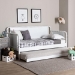 Baxton Studio Lucera Bobbin Daybed with Rolling Trundle - Wooden Bed Frame with Turned Spindle Detailing, Classic Style Sofa Bed for Bedroom or Guest Room, Twin, White - MG0110-4-White-Daybed/T