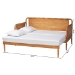 Baxton Studio Lucera Bobbin Twin-To-King Expandable Daybed - Wood Bed Frame with Turned Spindle Detailing, Classic Style Sofa Bed for Bedroom or Guest Room, Oak Brown - MG0110-5-NTOak-Twin to King-Daybed