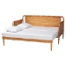 Baxton Studio Lucera Bobbin Twin-To-King Expandable Daybed - Wood Bed Frame with Turned Spindle Detailing, Classic Style Sofa Bed for Bedroom or Guest Room, Oak Brown - MG0110-5-NTOak-Twin to King-Daybed