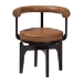 Baxton Studio Delacruz Swivel Dining Chair - Round Open Back Accent Chair with Faux Leather Upholstery, Modern Contemporary Seating for Kitchen or Dining Room - BBT5547-Tan/Black-Armchair-DC