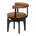 Baxton Studio Delacruz Swivel Dining Chair - Round Open Back Accent Chair with Faux Leather Upholstery, Modern Contemporary Seating for Kitchen or Dining Room - BBT5547-Tan/Black-Armchair-DC