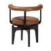 Baxton Studio Delacruz Swivel Dining Chair - Round Open Back Accent Chair with Faux Leather Upholstery, Modern Contemporary Seating for Kitchen or Dining Room - BBT5547-Tan/Black-Armchair-DC