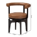 Baxton Studio Delacruz Swivel Dining Chair - Round Open Back Accent Chair with Faux Leather Upholstery, Modern Contemporary Seating for Kitchen or Dining Room - BBT5547-Tan/Black-Armchair-DC