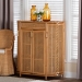 bali & pari McKenna Natural Rattan Storage Cabinet - Handwoven Wicker Accent Cabinet, Boho Coastal Style for Living Room or Entryway, 1-Drawer - Mave-Light Honey Rattan-Cabinet