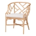 bali & pari Padma Natural Rattan Dining Chair - Handwoven Barrel Accent Chair with Bamboo-Style Frame and Lattice Detail for Boho, Coastal, or Tropical Dining or Lounge Area - Padma-Natural/Rattan-Cushion-DC
