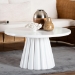 bali & pari Parvana Round Coffee Table with Fluted Pedestal Base - Contemporary White Resin Accent Table for Living Room - Parvana-White Resin-CT