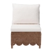 bali & pari Detta Natural Rattan Accent Chair - Handwoven Wicker Lounge Chair with Rolled Back and Scalloped Skirt Base, Boho Coastal Style for Sunroom or Sitting Area - Detta-Peanut Brn-Rattan-Armless-Cushion-Chair