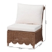 bali & pari Detta Natural Rattan Accent Chair - Handwoven Wicker Lounge Chair with Rolled Back and Scalloped Skirt Base, Boho Coastal Style for Sunroom or Sitting Area - Detta-Peanut Brn-Rattan-Armless-Cushion-Chair