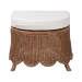 bali & pari Detta Natural Rattan Footstool with Cushion - Handwoven Wicker Ottoman with Scalloped Skirt Base for Coastal Lounge or Sunroom Seating - Detta-Peanut Brown-Rattan-Cushion-Stool