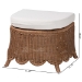 bali & pari Detta Natural Rattan Footstool with Cushion - Handwoven Wicker Ottoman with Scalloped Skirt Base for Coastal Lounge or Sunroom Seating - Detta-Peanut Brown-Rattan-Cushion-Stool
