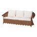 bali & pari Detta Natural Rattan Sofa with Cushion - Handwoven Wicker Settee with Rolled Arms and Scalloped Skirt Base, Boho Coastal Style for Sunroom or Lounge - Detta-Peanut Brown-Rattan-Cushion-Sofa