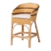 bali & pari Elma Rattan Counter Stool with Cushion - Barrel-Back Counter Chair with Synthetic Woven and Natural Rattan Frame, Boho Coastal Style Seating for Kitchen or Lounge - Elma-Natural/Brown Stripes-Rattan-Cushion-CS