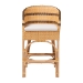 bali & pari Elma Rattan Counter Stool with Cushion - Barrel-Back Counter Chair with Synthetic Woven and Natural Rattan Frame, Boho Coastal Style Seating for Kitchen or Lounge - Elma-Natural/Brown Stripes-Rattan-Cushion-CS