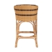 bali & pari Elma Rattan Counter Stool with Cushion - Barrel-Back Counter Chair with Synthetic Woven and Natural Rattan Frame, Boho Coastal Style Seating for Kitchen or Lounge - Elma-Natural/Brown Stripes-Rattan-Cushion-CS
