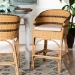 bali & pari Elma Rattan Counter Stool with Cushion - Barrel-Back Counter Chair with Synthetic Woven and Natural Rattan Frame, Boho Coastal Style Seating for Kitchen or Lounge - Elma-Natural/Brown Stripes-Rattan-Cushion-CS