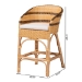 bali & pari Elma Rattan Counter Stool with Cushion - Barrel-Back Counter Chair with Synthetic Woven and Natural Rattan Frame, Boho Coastal Style Seating for Kitchen or Lounge - Elma-Natural/Brown Stripes-Rattan-Cushion-CS