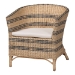bali & pari Elda Natural Rattan Accent Chair - Wicker Barrel-Back Chair with Two-Tone Woven Stripes and Cushion, Coastal Boho Style Seating for  Living Room or Sunroom - Elda-Natural/Blue Stripes-Rattan-Cushion-DC