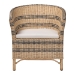bali & pari Elda Natural Rattan Accent Chair - Wicker Barrel-Back Chair with Two-Tone Woven Stripes and Cushion, Coastal Boho Style Seating for  Living Room or Sunroom - Elda-Natural/Blue Stripes-Rattan-Cushion-DC